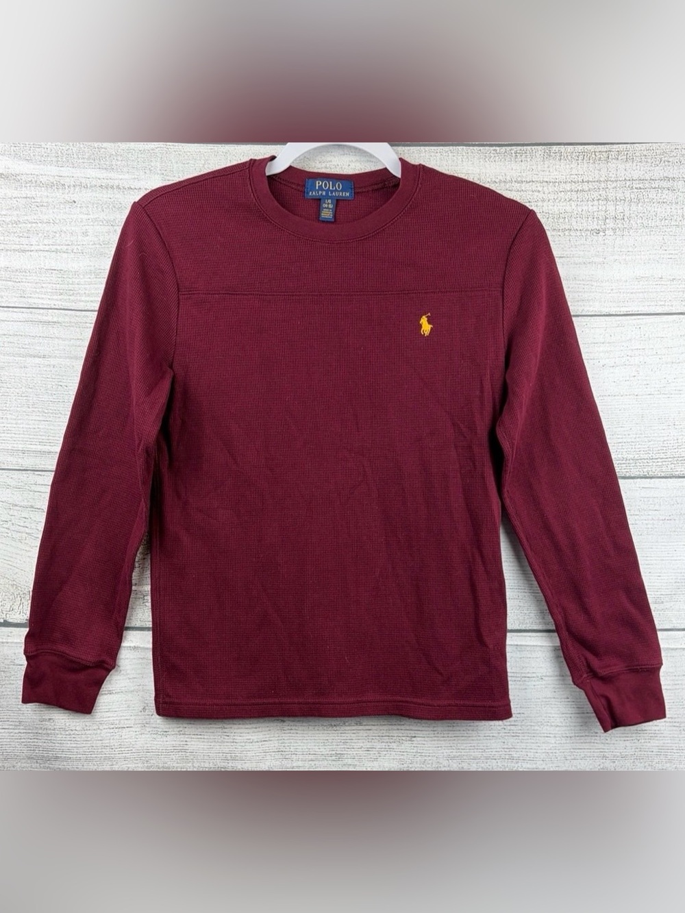 Polo Ralph Lauren Thermal Long Sleeve Burgundy Shirt Boy’s Size Large 14/16